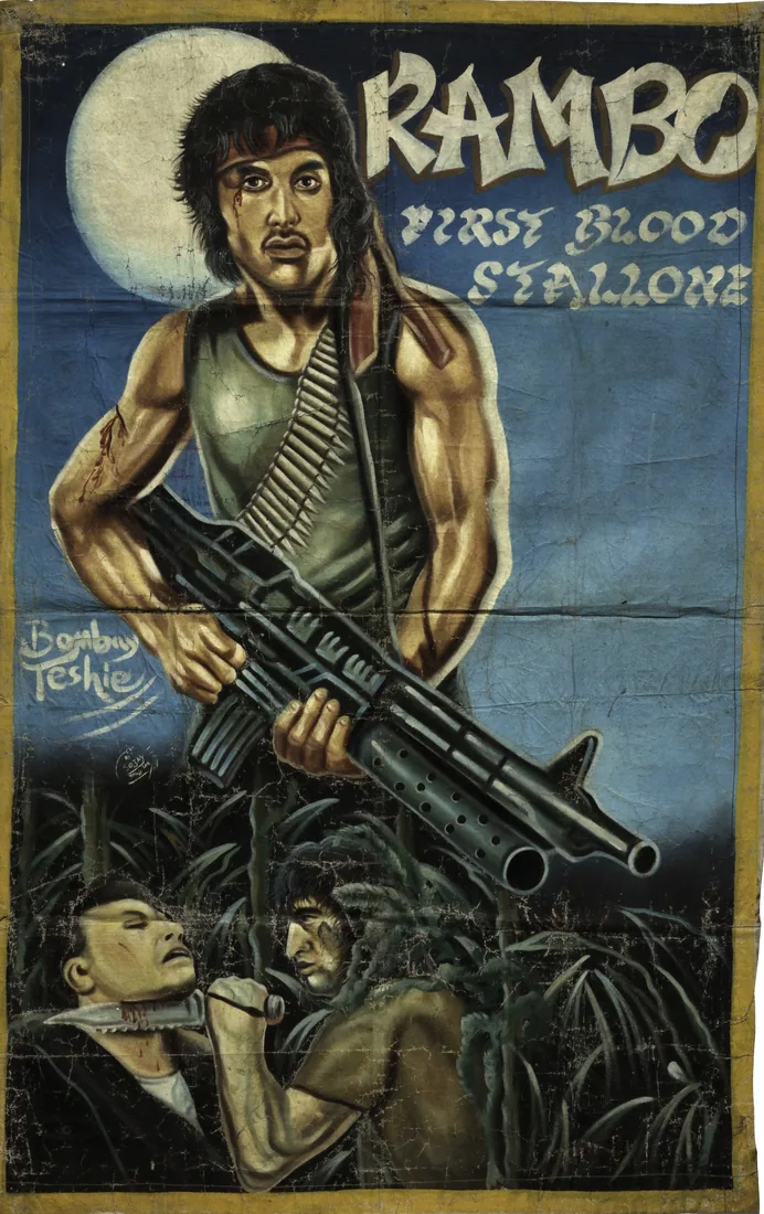 First Blood (Rambo) - Stallone, rendered with maximum muscle and ammunition.