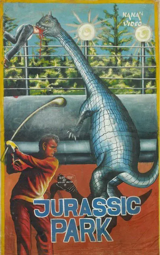 Jurassic Park - the famously dinosaur-heavy thriller, here represented by a man playing golf.
